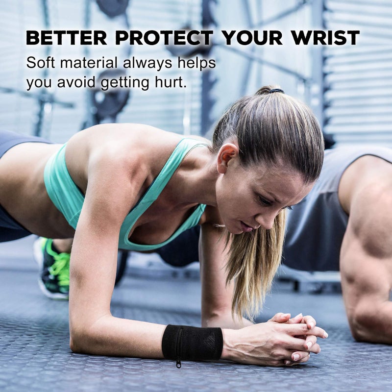 NEWZILL Wrist Wallet Wristband with Zipper - Cotton Sweatbands for Men & Women, Ideal for Sport, Running, Walking, Basketball, Football, Tennis, Hiking, Workout, and More Short Black - Image 5